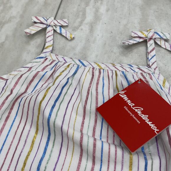 Hanna Andersson Metallic Rainbow Stripe Dress New 5 - Picture 3 of 6